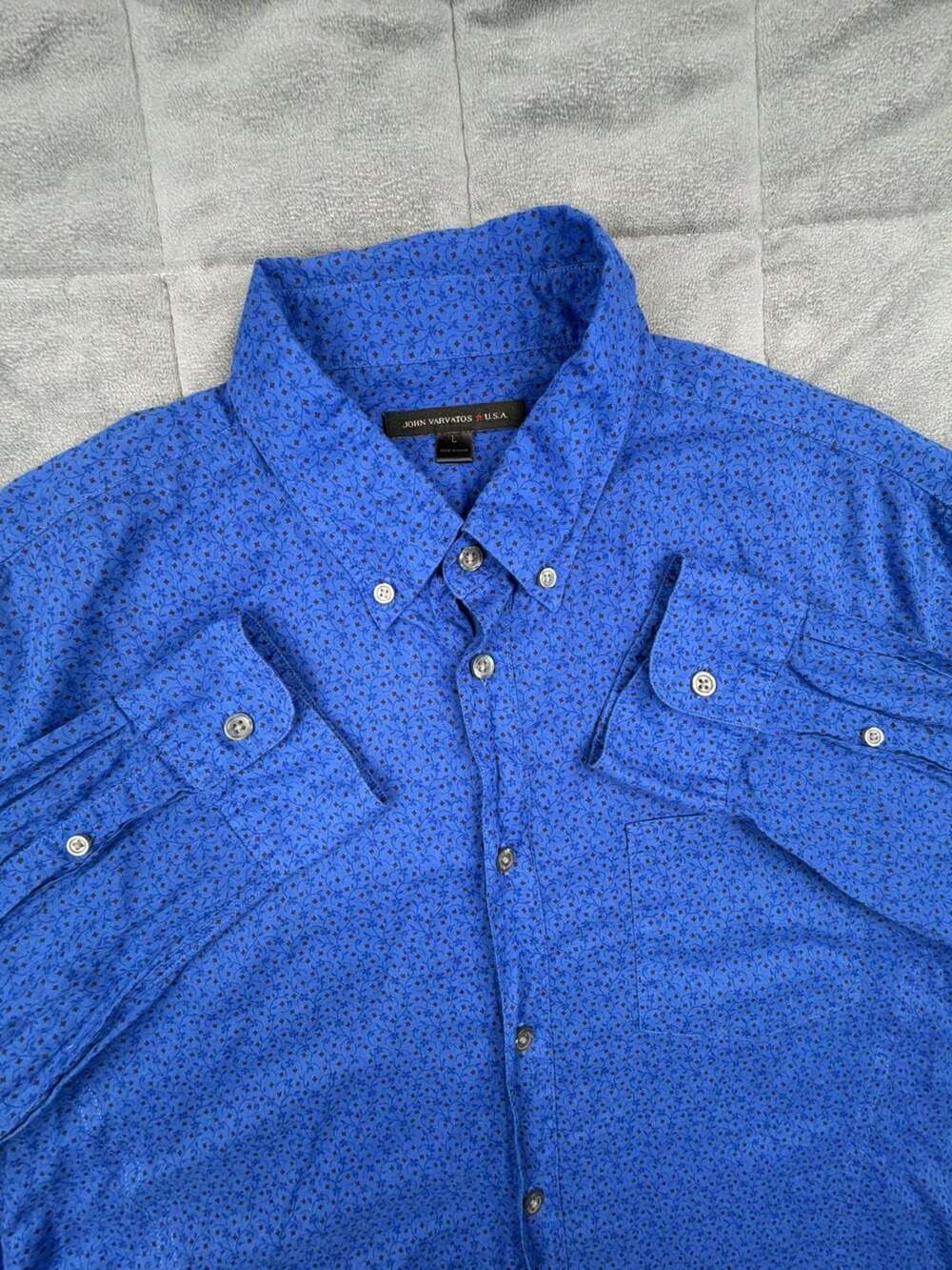 John Varvatos Long Sleeve Button Down Dress Shirt Size Large Blue